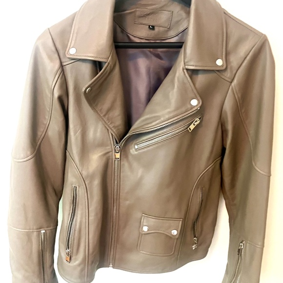 New Mens Bolongaro Trevor Olive Leather Moto Jacket L Sheep - Picture 2 of 9